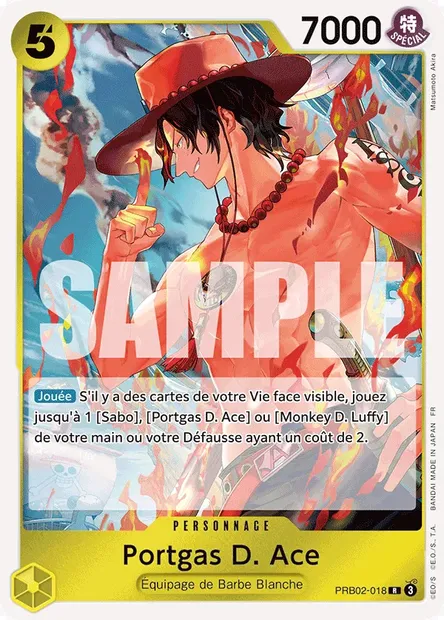 Portgas D. Ace, carte One Piece PRB02-018 — extension ONE PIECE CARD THE BEST VOL.2
