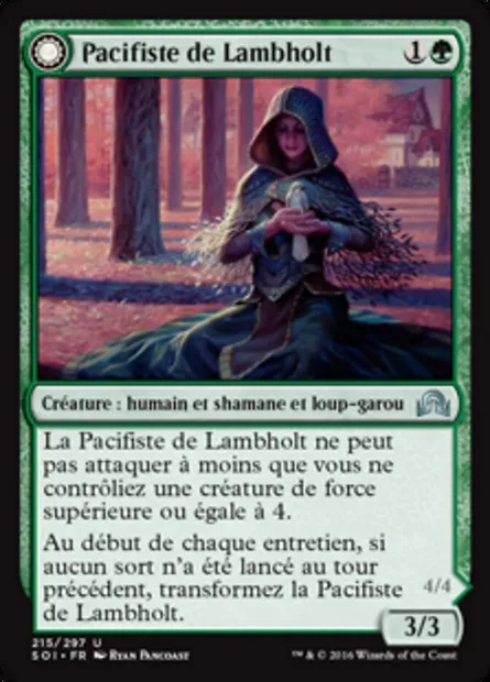 Pacifiste de Lambholt // Bouchère de Lambholt, carte Magic SOI 215 — extension Ténèbres sur Innistrad