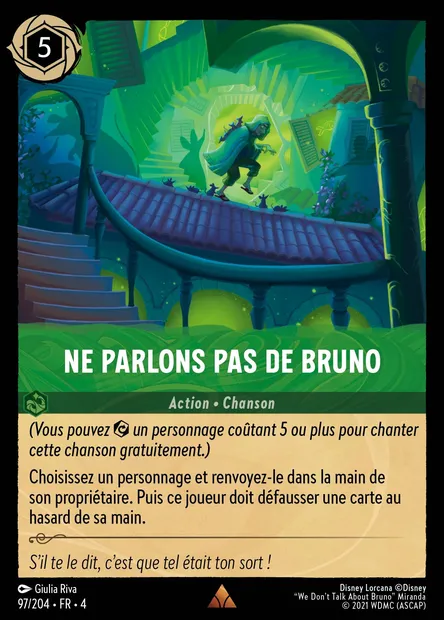 Ne parlons pas de Bruno, carte Disney Lorcana CH4-097 — extension Le Retour d'Ursula