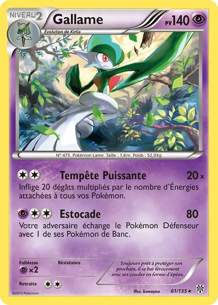 Gallame, carte Pokémon PLS 61 — extension Tempète Plasma