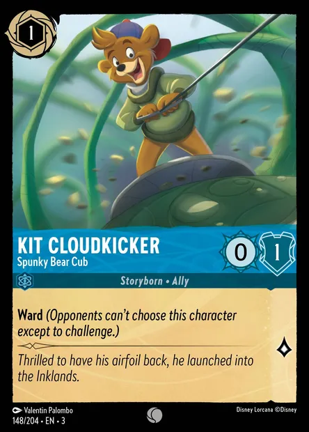 Kit Cloudkicker - Spunky Bear Cub, Disney Lorcana card CH3-148 — Into the Inklands set