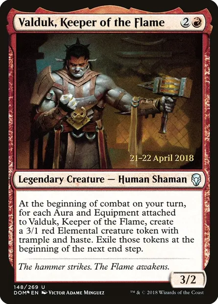 Valduk, gardien de la Flamme, carte Magic PDOM 148s — extension Dominaria Promos
