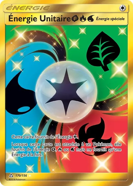 Énergie Unitaire GrassFireWater, carte Pokémon UPR 170 — extension Ultra-Prisme