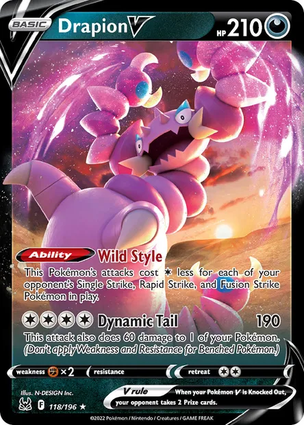 Drapion V, Pokémon card LOR 118 — Lost Origin set