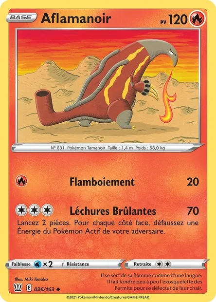 Aflamanoir, carte Pokémon BST 26 — extension Styles de combat