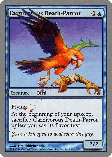 Carnivorous Death-Parrot, Magic card UNH 29 — Unhinged set