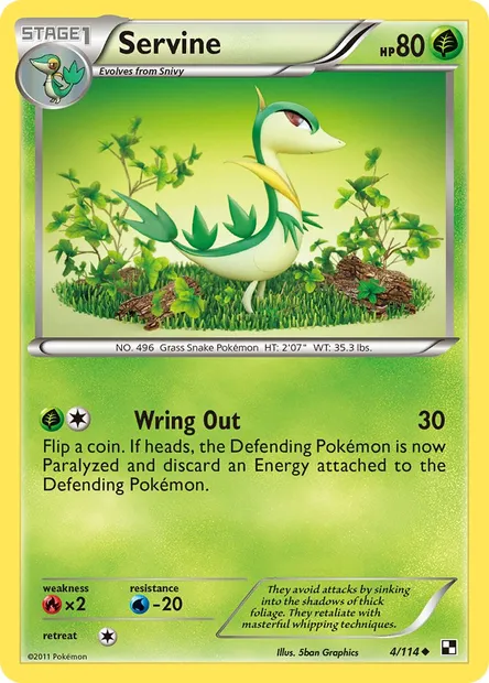 Servine, Pokémon card BLW 4 — Black & White set