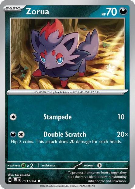 Zorua, Pokémon card SFA 031 — Shrouded Fable set