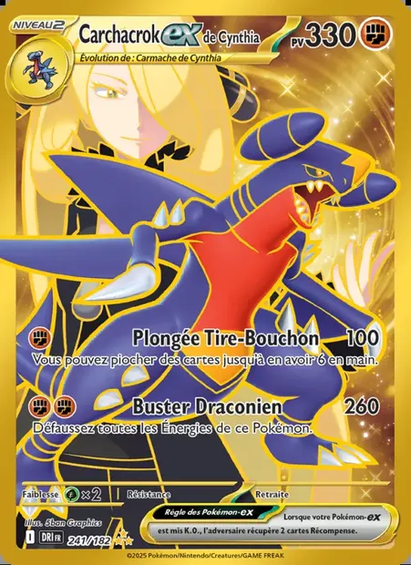 Carchacrok-ex de Cynthia, carte Pokémon DRI 241 — extension Rivalités Destinées