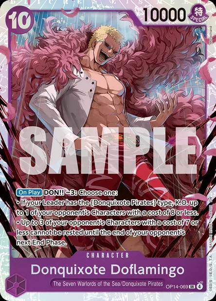 Donquixote Doflamingo, One Piece card OP14-069 — THE AZURE SEA’S SEVEN set