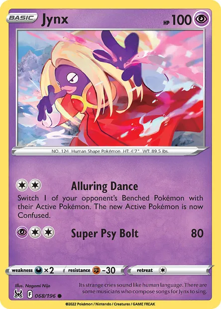 Jynx, Pokémon card LOR 068 — Lost Origin set