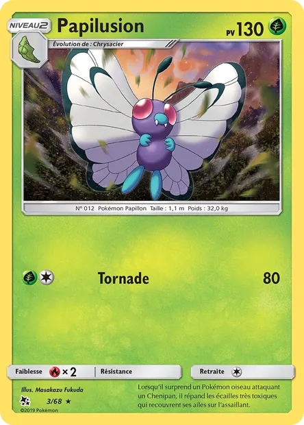 Papilusion, carte Pokémon HIF 3 — extension Destinées Occultes