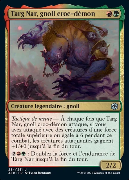 Targ Nar, gnoll croc-démon, carte Magic AFR 234 — extension Forgotten Realms: Aventures dans les Royaumes Oubliés