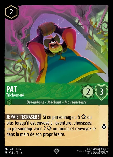 Pat - Tricheur-né, carte Disney Lorcana CH4-085 — extension Le Retour d'Ursula