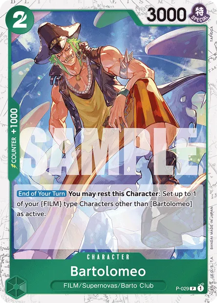 Bartolomeo, One Piece card P-029 — Promotion card set