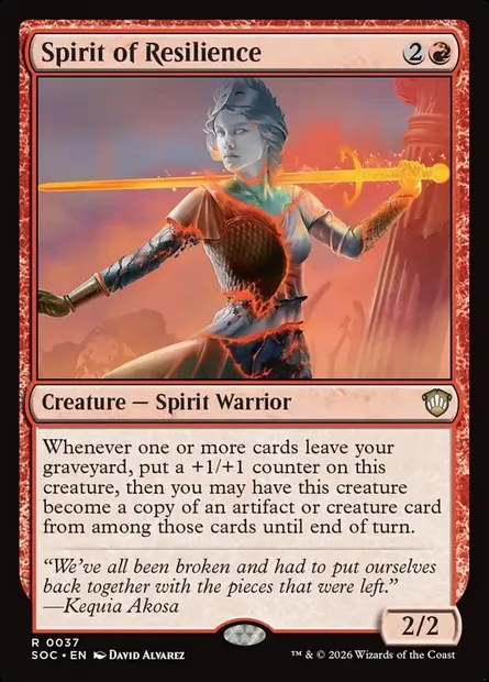 Spirit of Resilience, Magic card SOC 37 — Secrets of Strixhaven Commander set