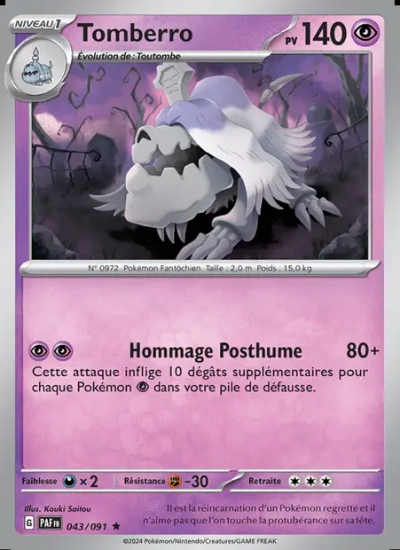 Tomberro, carte Pokémon PAF 043 — extension Destinées de Paldea
