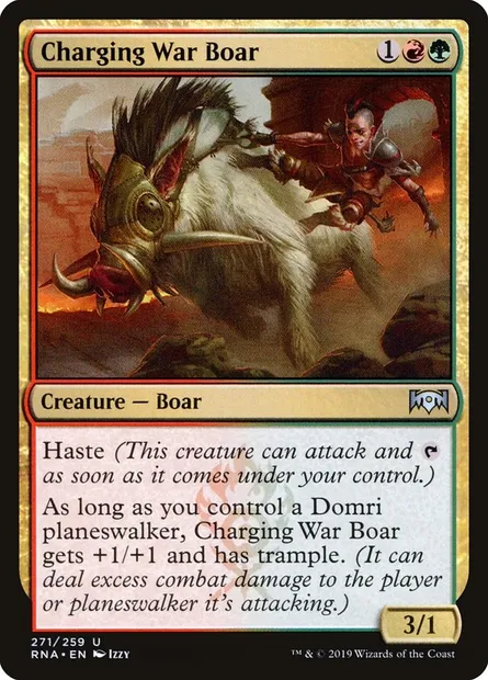 Charging War Boar, Magic card RNA 271 — Ravnica Allegiance set