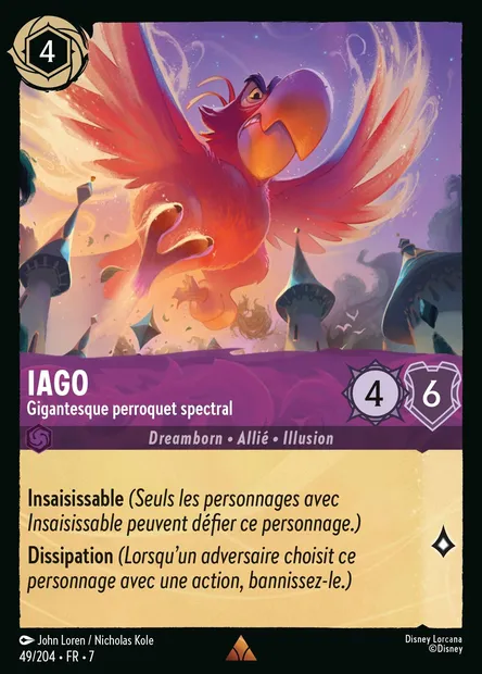Iago - Gigantesque perroquet spectral, carte Disney Lorcana CH7-049 — extension L'île d'Archazia