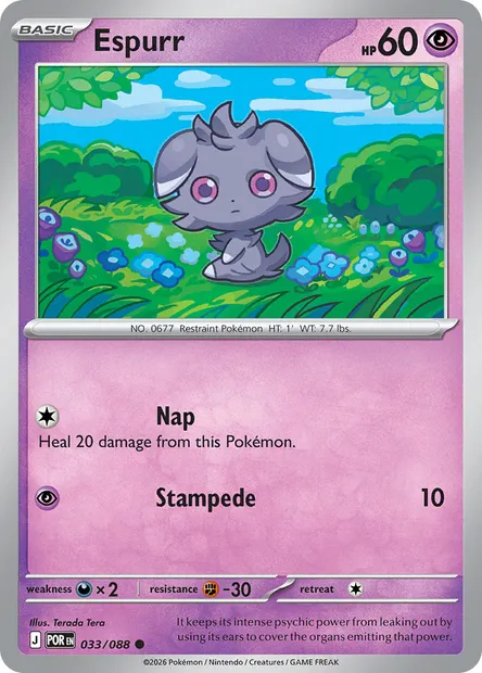Espurr, Pokémon card POR 033 — Perfect Order set