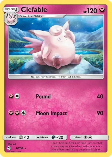 Clefable, Pokémon card HIF 40 — Hidden Fates set