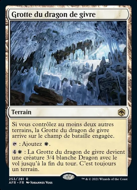 Grotte du dragon de givre, carte Magic AFR 253 — extension Forgotten Realms: Aventures dans les Royaumes Oubliés