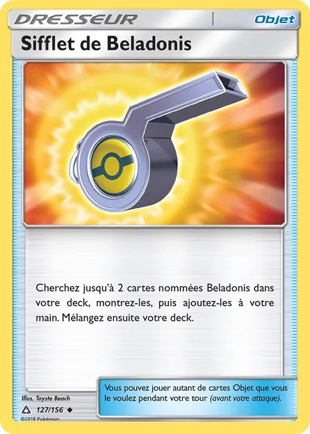 Sifflet de Beladonis, carte Pokémon UPR 127 — extension Ultra-Prisme