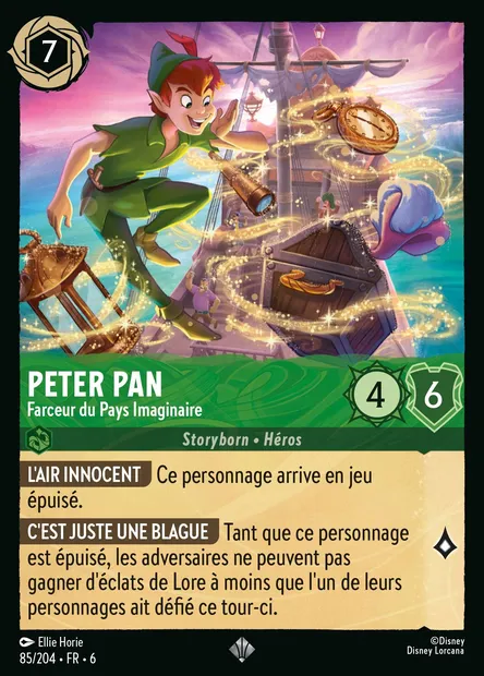 Peter Pan - Farceur du Pays Imaginaire, carte Disney Lorcana CH6-085 — extension La Mer Azurite