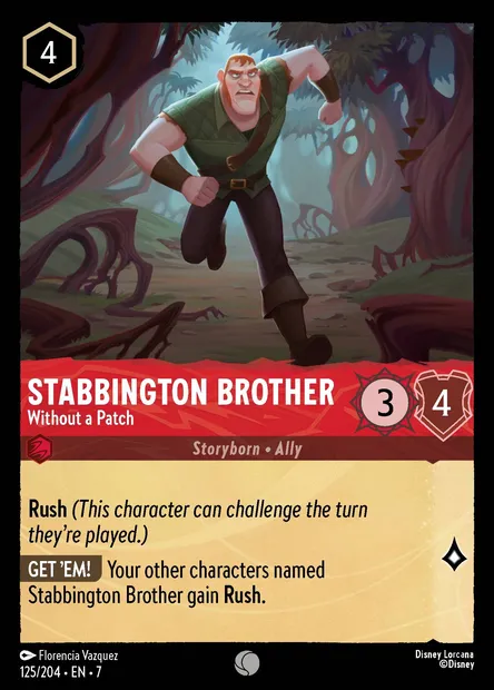 Stabbington Brother - Without a Patch, Disney Lorcana card CH7-125 — Archazia's Island set