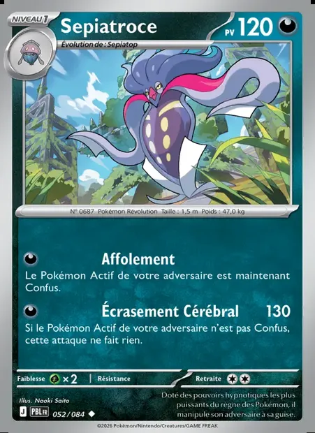 Sepiatroce, carte Pokémon PBL 052 — extension Nuit Noire