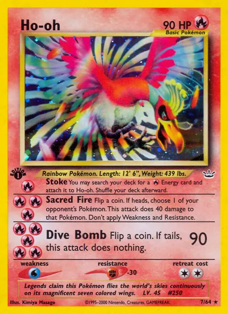 Ho-oh, Pokémon card NR 7 — Neo Revelation set