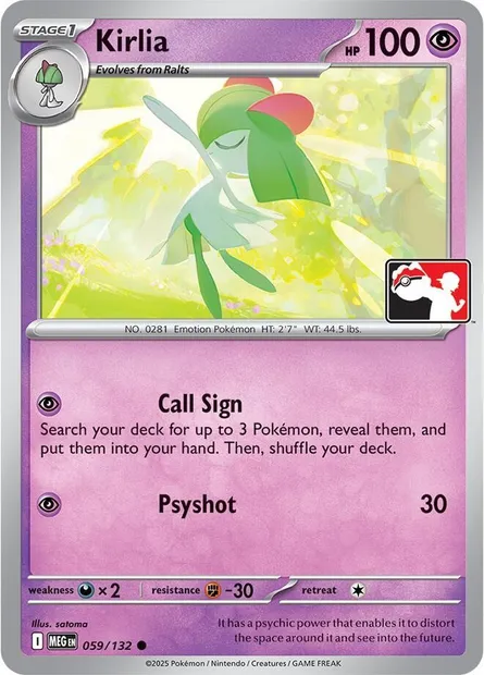 Kirlia, Pokémon card PPS 059-4 — Play! Pokémon Prize Pack Series set