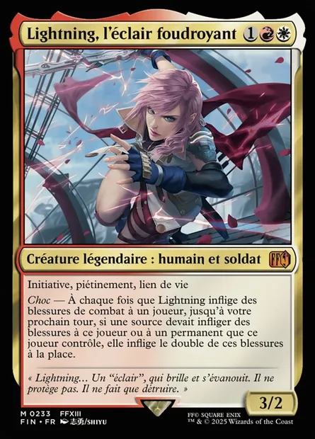 Lightning, l'éclair foudroyant, carte Magic FIN 233 — extension Final Fantasy