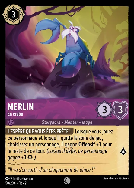 Merlin - En crabe, carte Disney Lorcana CH2-050 — extension L'Ascension des Floodborn