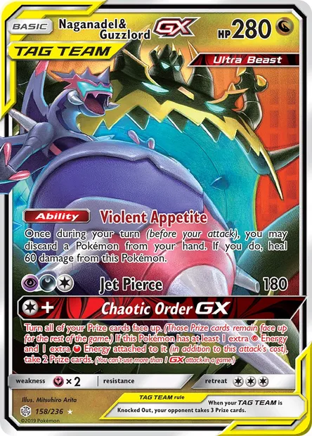 Naganadel & Guzzlord GX, Pokémon card CEC 158 — Cosmic Eclipse set