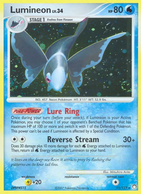 Lumineon, Pokémon card MT 11 — Mysterious Treasures set