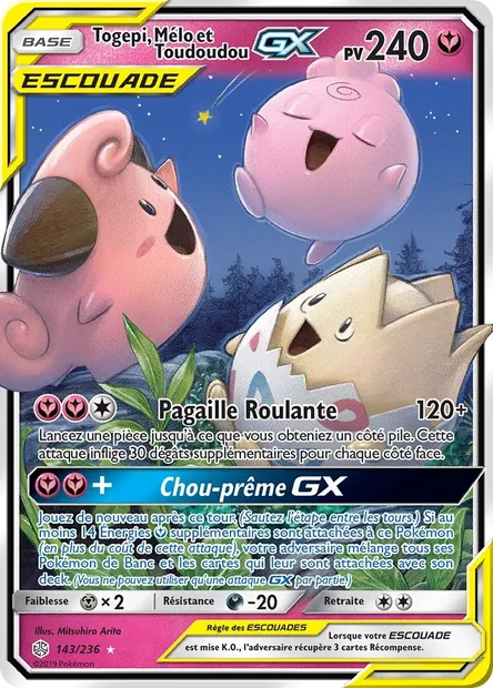 Togepi, Mélo et Toudoudou GX, carte Pokémon CEC 143 — extension Éclipse Cosmique