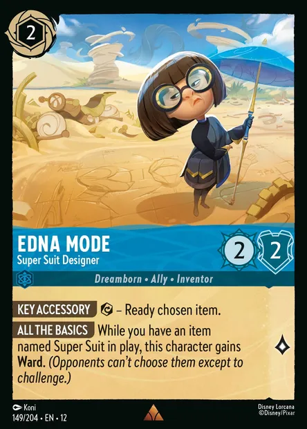 Edna Mode - Super Suit Designer, Disney Lorcana card CH12-149 — Wilds Unknown set