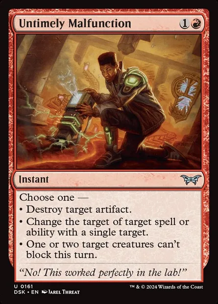 Untimely Malfunction, Magic card DSK 161 — Duskmourn: House of Horror set