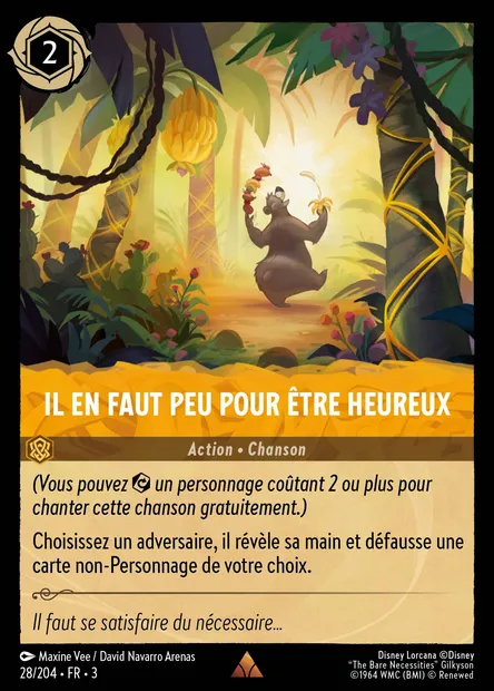 Il en faut peu pour être heureux, carte Disney Lorcana CH3-028 — extension Les Terres d'Encres
