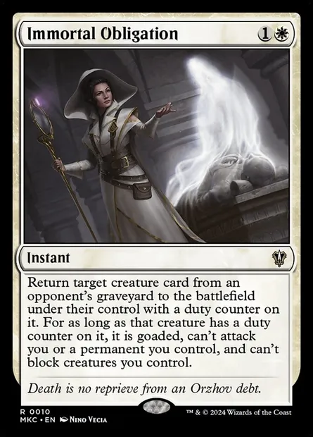 Immortal Obligation, Magic card MKC 10 — Murders at Karlov Manor Commander set