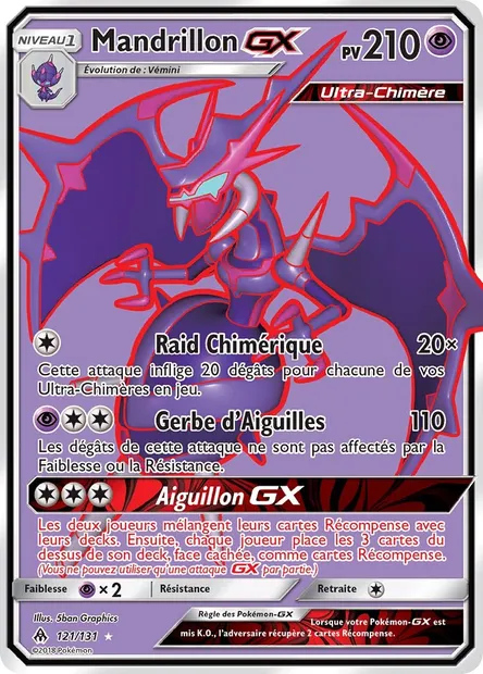Mandrillon GX, carte Pokémon FLI 121 — extension Lumière Interdite