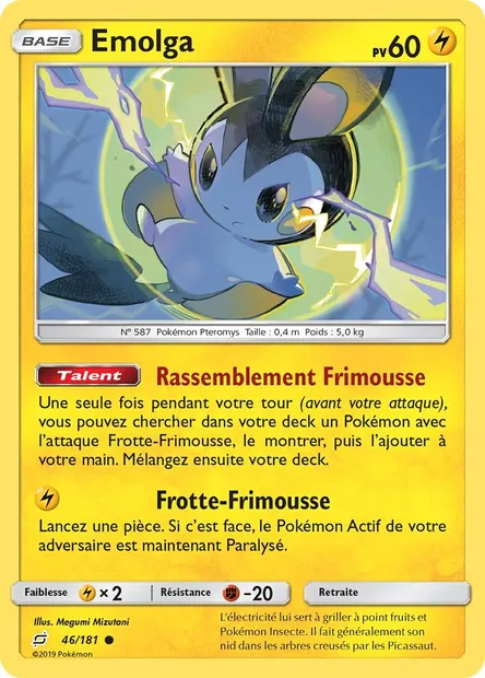 Emolga, carte Pokémon TEU 46 — extension Duo de Choc