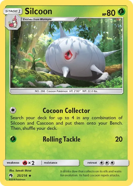 Silcoon, Pokémon card LOT 25 — Lost Thunder set