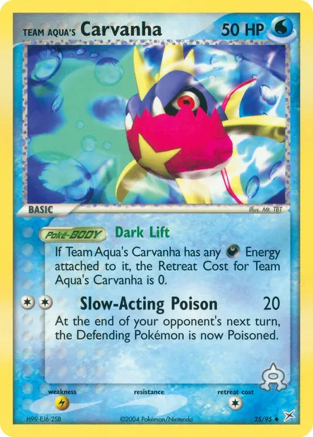 Team Aqua's Carvanha, Pokémon card MA 25 — Team Magma vs Team Aqua set