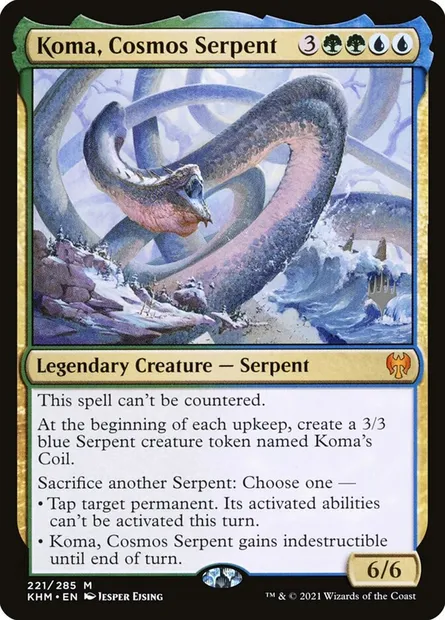 Koma, Cosmos Serpent, Magic card PKHM 221p — Kaldheim Promos set