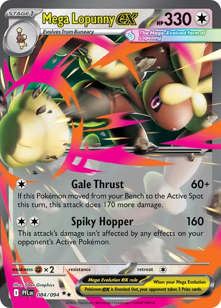 Mega Lopunny ex, Pokémon card PFL 084 — Phantasmal Flames set