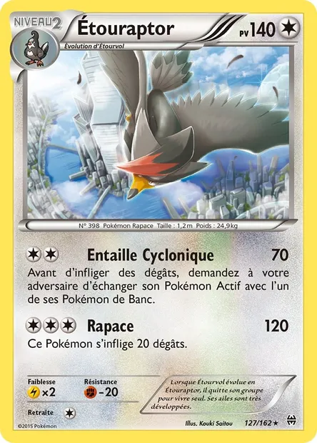 Étouraptor, carte Pokémon BKT 127 — extension Impulsion Turbo