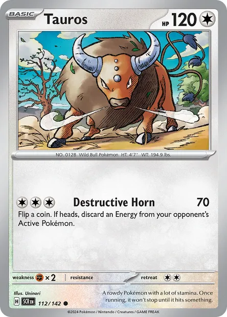 Tauros, Pokémon card SCR 112 — Stellar Crown set