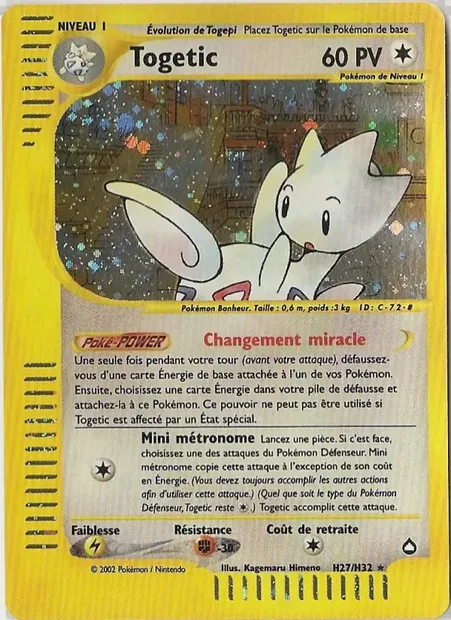 Togetic, carte Pokémon AQ H27 — extension Aquapolis